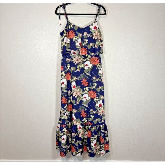 BANANA REPUBLIC Floral Print Ruffle Hem Maxi Dress Sleeveless Women's Sz 6 - Picture 1 of 11